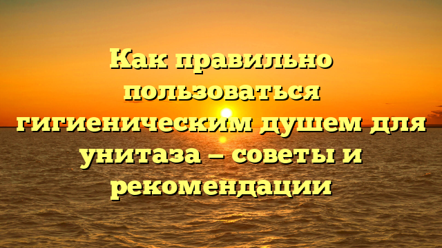 Как правильно пользоваться гигиеническим душем для унитаза — советы и рекомендации