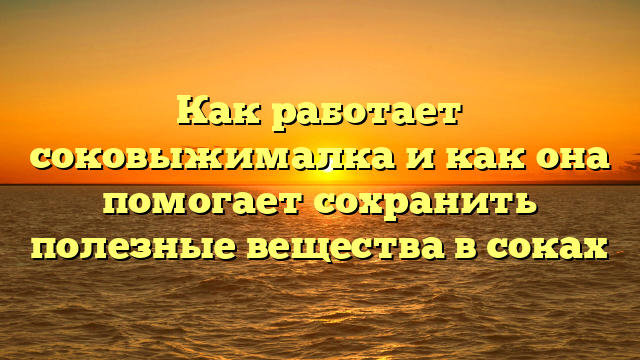 Как работает соковыжималка и как она помогает сохранить полезные вещества в соках