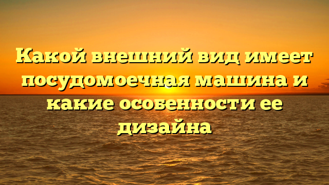 Какой внешний вид имеет посудомоечная машина и какие особенности ее дизайна