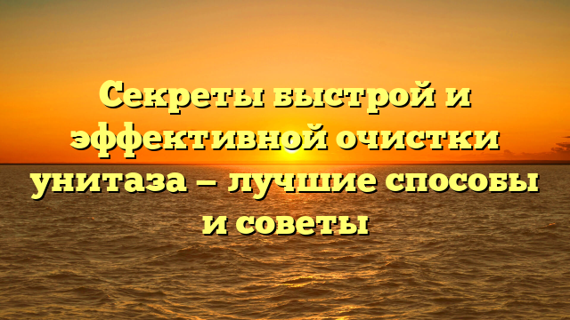 Секреты быстрой и эффективной очистки унитаза — лучшие способы и советы