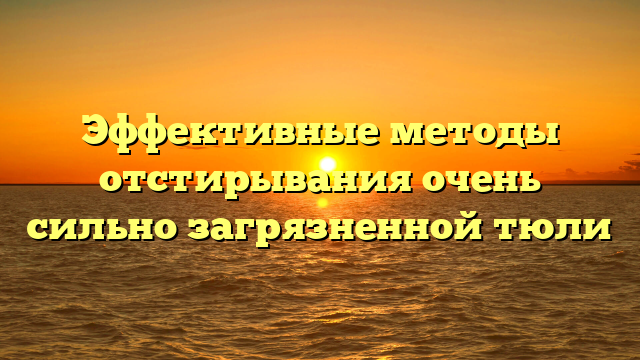 Эффективные методы отстирывания очень сильно загрязненной тюли